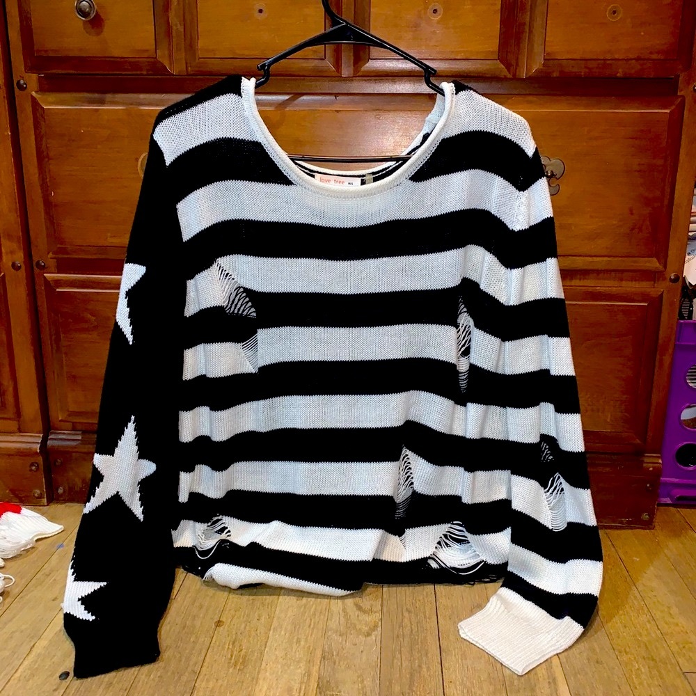 Ripped Striped Sweater